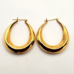 14K Yellow Gold Hollow Hoop Earrings